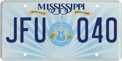 MS license plate JFU040