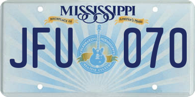 MS license plate JFU070