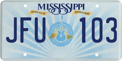 MS license plate JFU103
