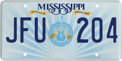 MS license plate JFU204