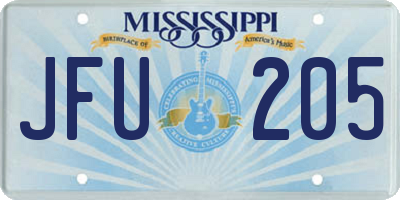 MS license plate JFU205