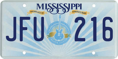 MS license plate JFU216
