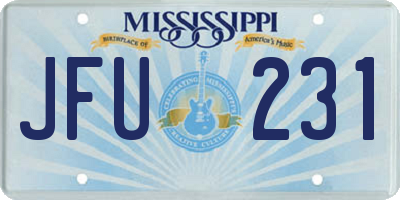 MS license plate JFU231