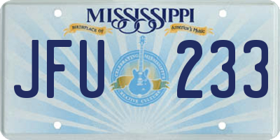 MS license plate JFU233