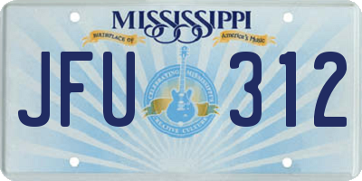 MS license plate JFU312