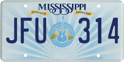 MS license plate JFU314