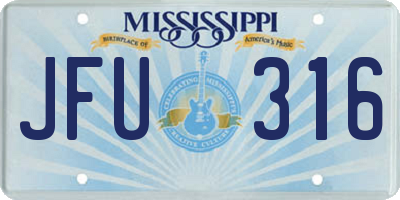 MS license plate JFU316