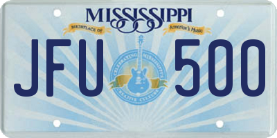 MS license plate JFU500