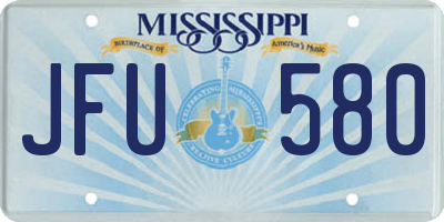 MS license plate JFU580