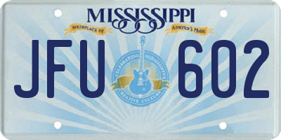 MS license plate JFU602