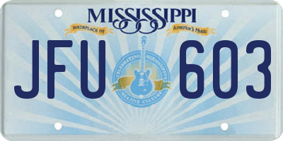 MS license plate JFU603