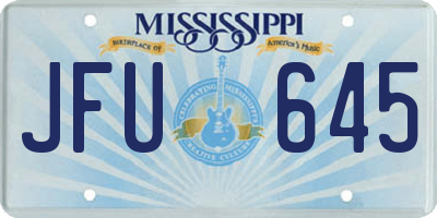 MS license plate JFU645