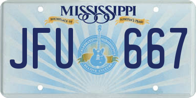 MS license plate JFU667