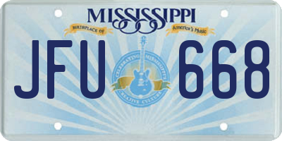 MS license plate JFU668