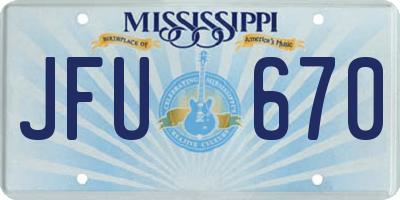 MS license plate JFU670