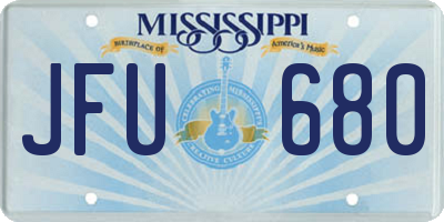 MS license plate JFU680