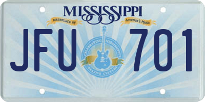 MS license plate JFU701