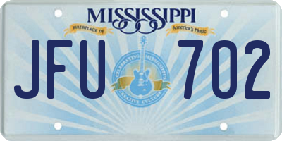 MS license plate JFU702