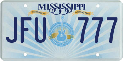 MS license plate JFU777