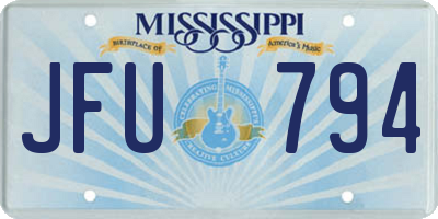 MS license plate JFU794