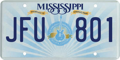 MS license plate JFU801