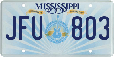 MS license plate JFU803
