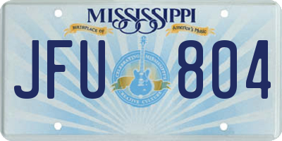 MS license plate JFU804