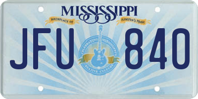 MS license plate JFU840