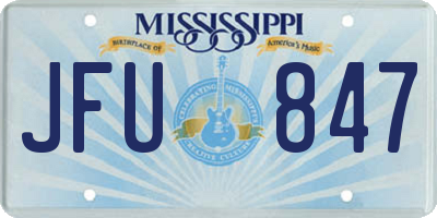 MS license plate JFU847