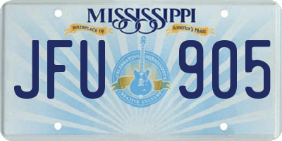 MS license plate JFU905