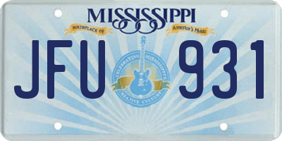MS license plate JFU931