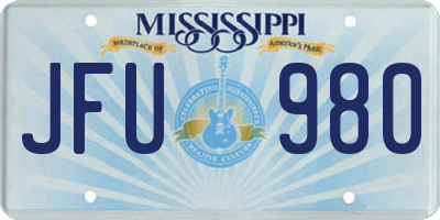 MS license plate JFU980