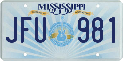MS license plate JFU981