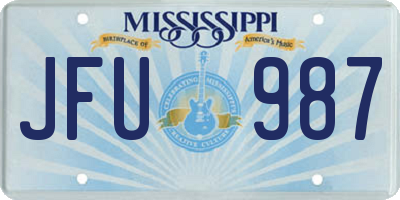 MS license plate JFU987