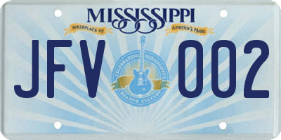 MS license plate JFV002