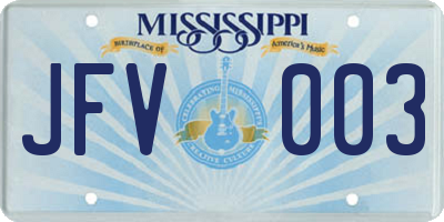 MS license plate JFV003