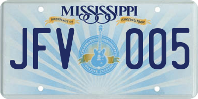 MS license plate JFV005