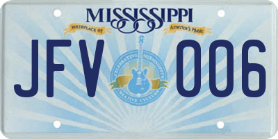 MS license plate JFV006
