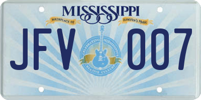 MS license plate JFV007