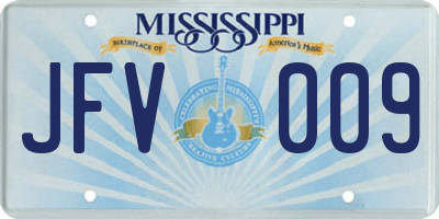 MS license plate JFV009