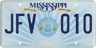 MS license plate JFV010