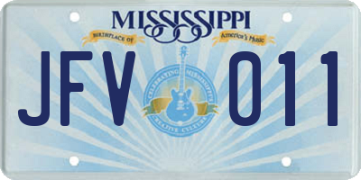 MS license plate JFV011