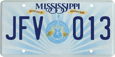 MS license plate JFV013