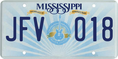 MS license plate JFV018