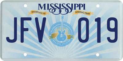 MS license plate JFV019