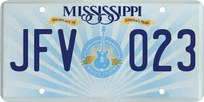 MS license plate JFV023