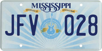 MS license plate JFV028
