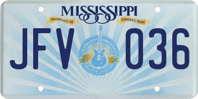 MS license plate JFV036