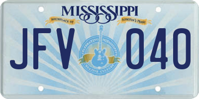 MS license plate JFV040