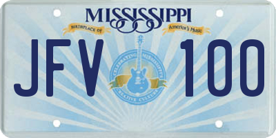 MS license plate JFV100